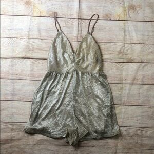 Urban Outfitters Shimmering Gold Romper